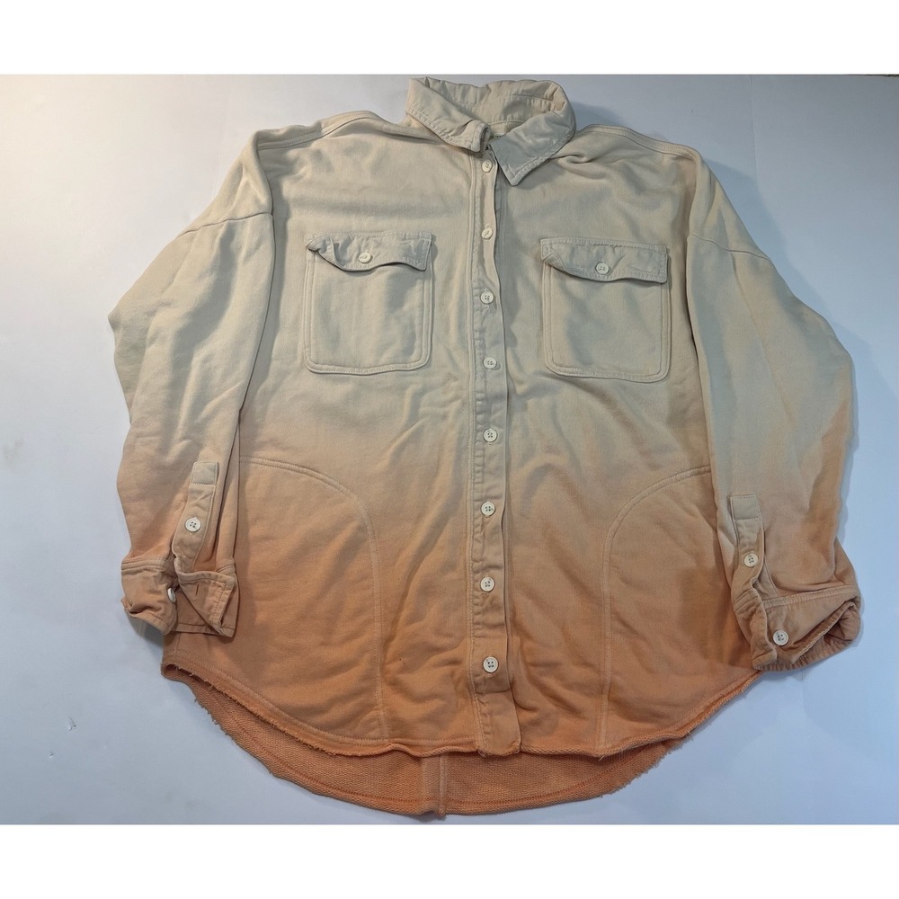 Offline by Aerie Shacket S‎ Cream Orange Ombre French Terry Coastal Grandmother